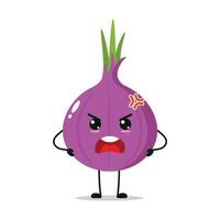 Single Angry Red Onion Vector Illustration Character