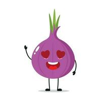 Adorable Fall In Love Red Onion Stand Alone Vector Illustration Character