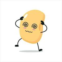 Cute dizzy soybean character. Funny drunk soybean cartoon emoticon in flat style. vegetable emoji vector illustration