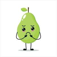 Cute sad pears character. Funny unhappy pears cartoon emoticon in flat style. Fruit emoji vector illustration