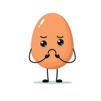 Cute gloomy egg character. Funny sad egg cartoon emoticon in flat style. chick emoji vector illustration