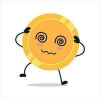 drunk coin drop hold dizzy head. money activity vector illustration flat design.