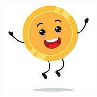 Happy Coin Jump In The Air With Open Eyes vector