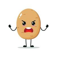 Cute angry potato character. Funny furious potato cartoon emoticon in flat style. vegetable emoji vector illustration