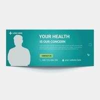 Medical healthcare and web banner template. promotion banner design for live business workshop. video cover for doctor. Dental clinic social media health service vector layout.