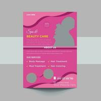 Beauty Care Spa Hair Salon Flyer Editable A4 Size Brochure Template Cover Design vector