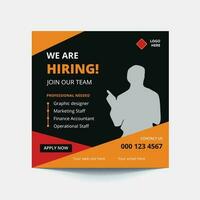 We are hiring job vacancy social media post banner design template. We are hiring job vacancy square web banner design. vector