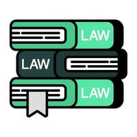 Conceptual flat design icon of law books vector