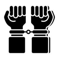 A solid design icon of handcuffs vector