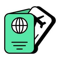 A flat design icon of passport, editable vector