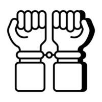 A linear design icon of handcuffs vector