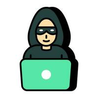 Mysterious person icon, hacker editable vector