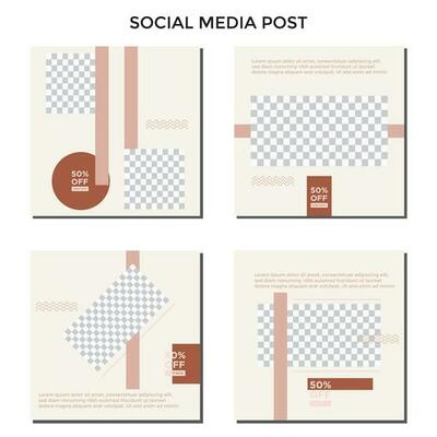 ABSTRACT SQUARE BACKGROUND EDITABLE POST SOCIAL MEDIA BANNER TEMPLATE SALES SET PASTEL COLOR. PROMO DISCOUNT BRAND COVER DESIGN VECTOR