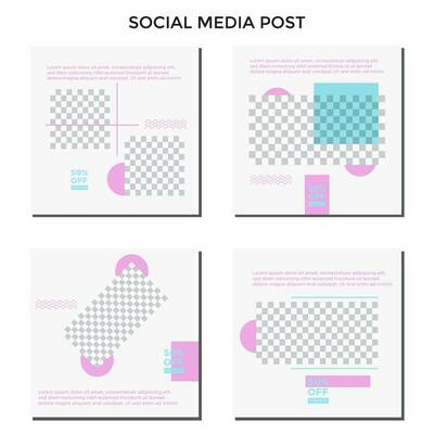ABSTRACT SQUARE BACKGROUND EDITABLE POST SOCIAL MEDIA BANNER TEMPLATE SALES SET PASTEL COLOR. PROMO DISCOUNT BRAND COVER DESIGN VECTOR