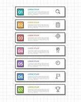 infografía lista 7 7 opciones con un grafico papel antecedentes. vector ilustración.