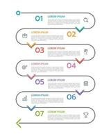 Vertical infographic timeline 7 steps to success. Infographic thin line. Milestone, Roadmap, Timeline. Vector illustration.