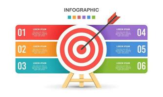 Infographic target template. Infographic six option. Business presentation. Vector illustration.