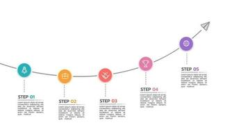 Business growth line infographic 5 steps to success. Vector illustration.