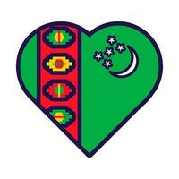 Turkmenistán bandera festivo corazón contorno icono vector