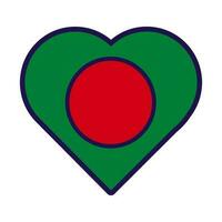 Bangladesh bandera festivo patriota corazón contorno icono vector