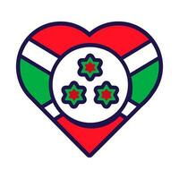 Burundi Flag Festive Patriot Heart Outline Icon vector