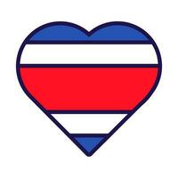 Costa Rica Flag Festive Patriot Heart Outline Icon vector