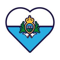 san marino bandera festivo patriota corazón contorno icono vector