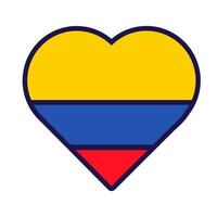 Colombia bandera festivo patriota corazón contorno icono vector