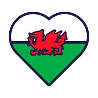 Wales Flag Festive Patriot Heart Outline Icon vector