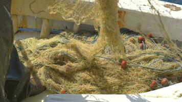 A Fisherman Gathering Fishing Nets on The Fishing Boat video