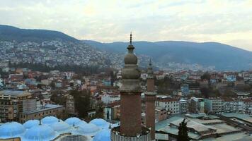 Aerial View of Bursa Historical Grand Mosque with Drone video