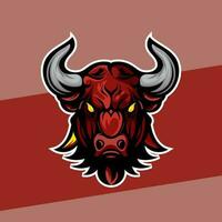 Mad Bull head mascot esport logo of a angry bull head, designed in esports illustration style vector