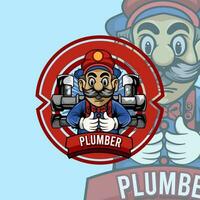 Plumber service staff smiling characters on white background House dressed in uniform mascot vector