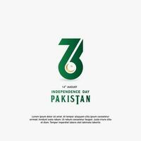 contento independencia día república de Pakistán, 14 agosto. saludo tarjeta con blanco y verde colores diseño vector