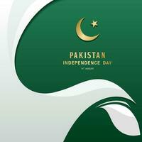 contento independencia día república de Pakistán, 14 agosto. saludo tarjeta con blanco y verde colores diseño vector