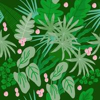 seamless abstract green pattern with leaves , vector floral background