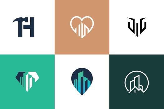 Building logo design vector collection with creative unique element idea
