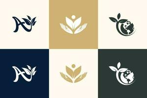 Nature logo design vector collection with creative unique element idea