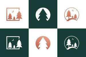 Pine logo design collection with unique idea vector
