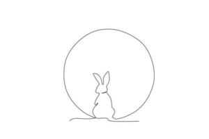 Back view of a rabbit and the moon vector