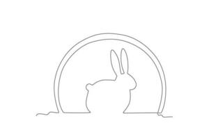 A rabbit sits under the moon vector