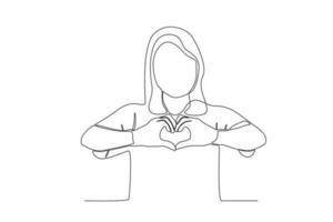 A woman makes a heart pose with her hands vector