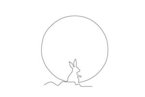 A rabbit standing facing the moon vector