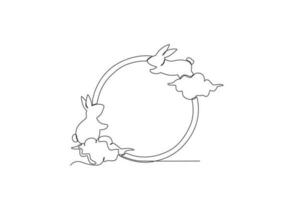 Two rabbits playing on the moon vector