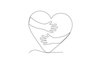 A hand hugs the heart vector