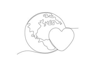 A world and a heart vector