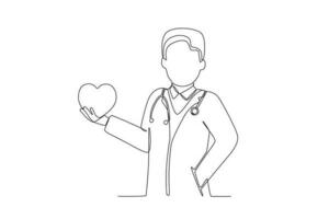 A doctor holds the heart vector