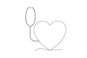 A heart with a stethoscope beside it vector