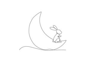 A rabbit sits on a crescent moon vector