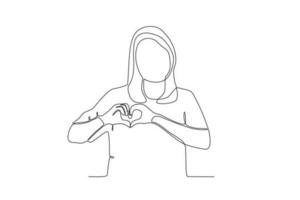 A woman makes a heart-protecting pose vector